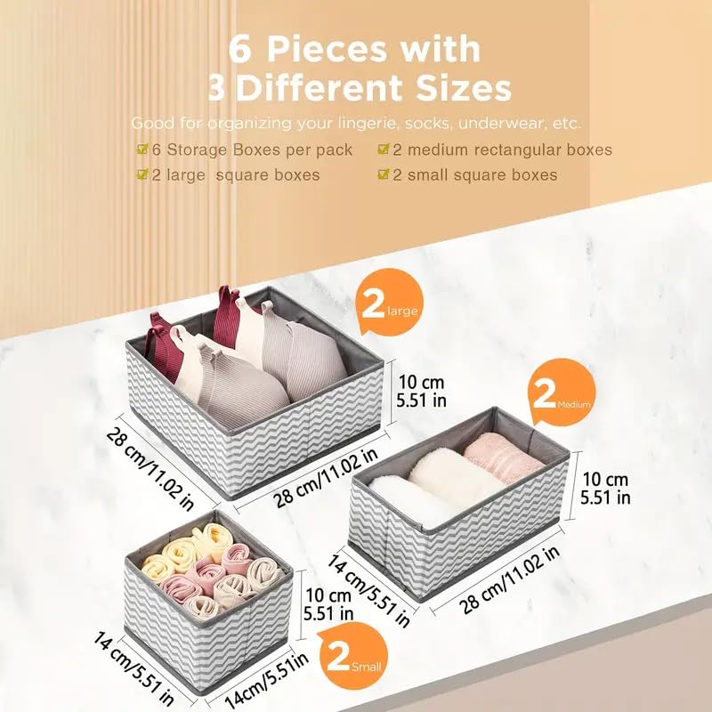 Flyngo Foldable Drawer Organizer For Clothes, Wardrobe, Undergarment Organiser Cloth Storage Box For Socks, Bra, Tie, And Scarfs